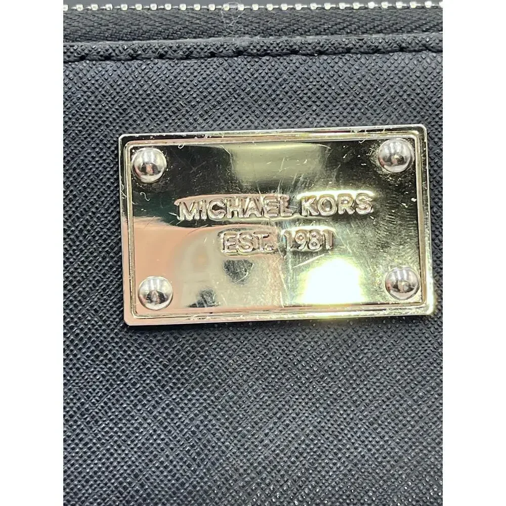 Michael Kors Zip-around Continental Black‎ Genuine Leather Jet Set Wallet